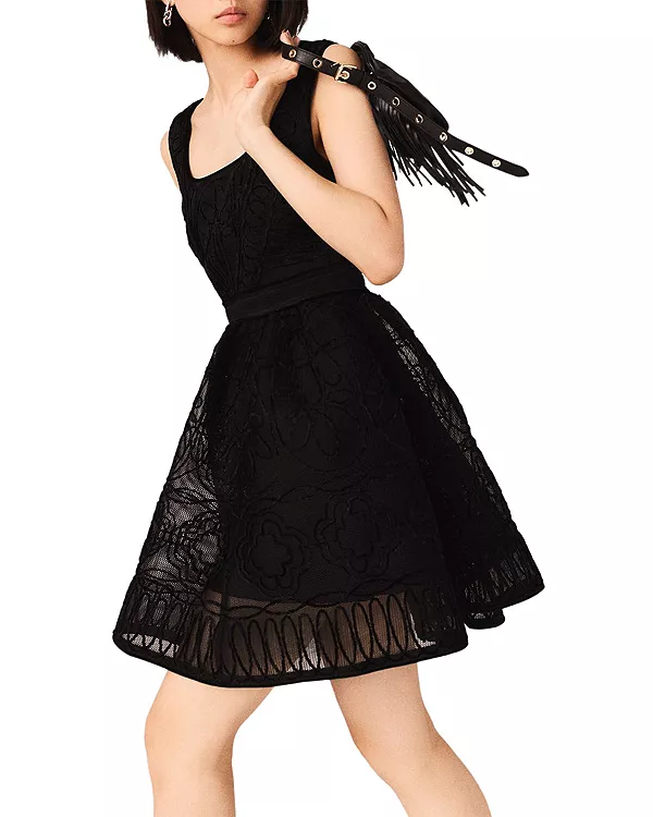 Платье-Скейтер с вышивкой и кружевом Maje, черный
Платье-Скейтер с вышивкой и кружевом Maje, черный