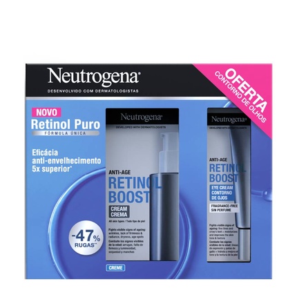 Крем Retinol Boost 50 мл + сыворотка для контура глаз 15 мл Neutrogena
Крем Retinol Boost 50 мл + сыворотка для контура глаз 15 мл Neutrogena