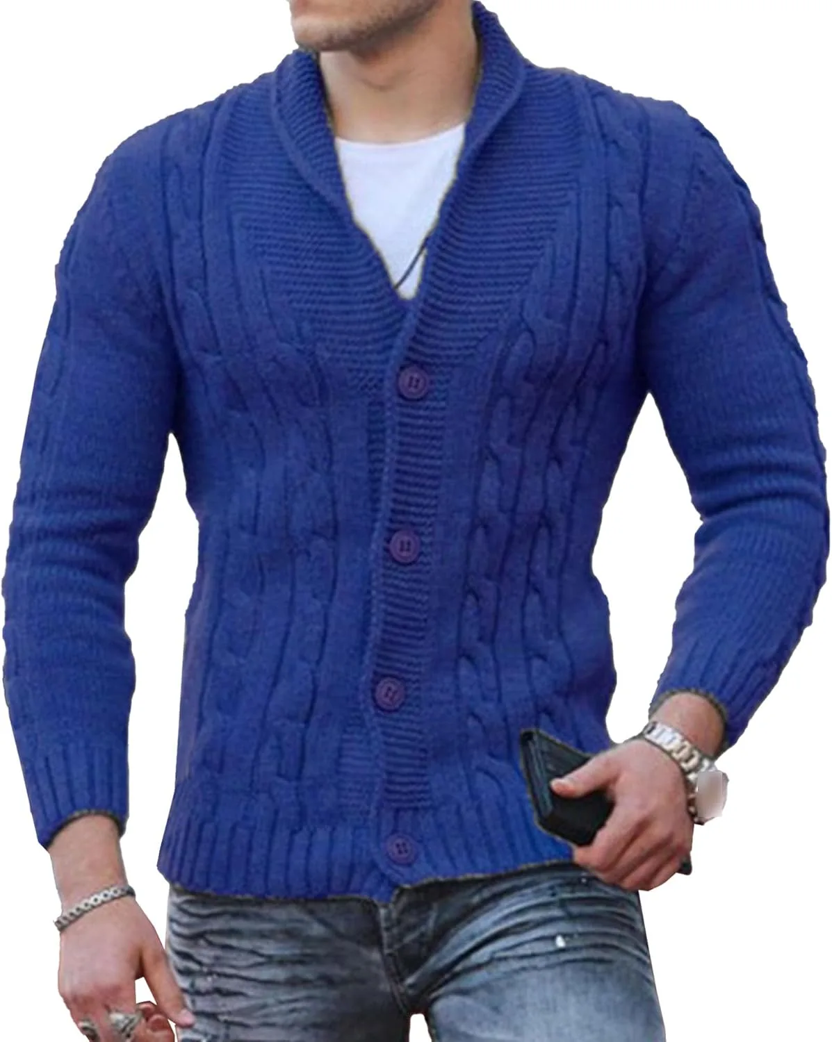 Мужской кардиган с воротником шаль, slim fit, на пуговицах
Мужской кардиган с воротником шаль, slim fit, на пуговицах