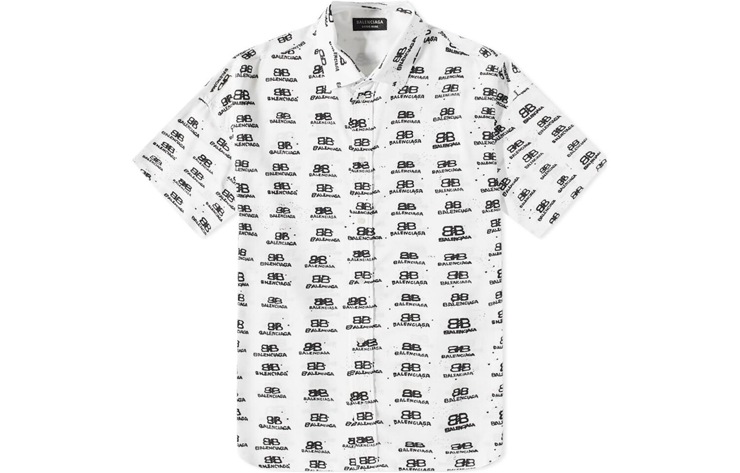 Нарисованная вручную BB Icon рубашка большого размера из вискозы Balenciaga, белый