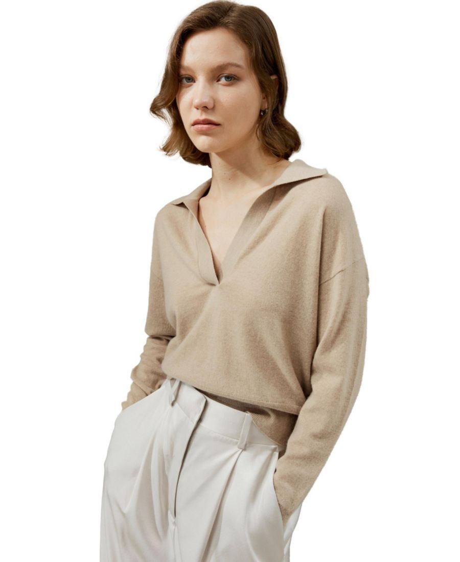 Женская кашемировая рубашка-поло LILYSILK, Light camel
Женская кашемировая рубашка-поло LILYSILK, Light camel