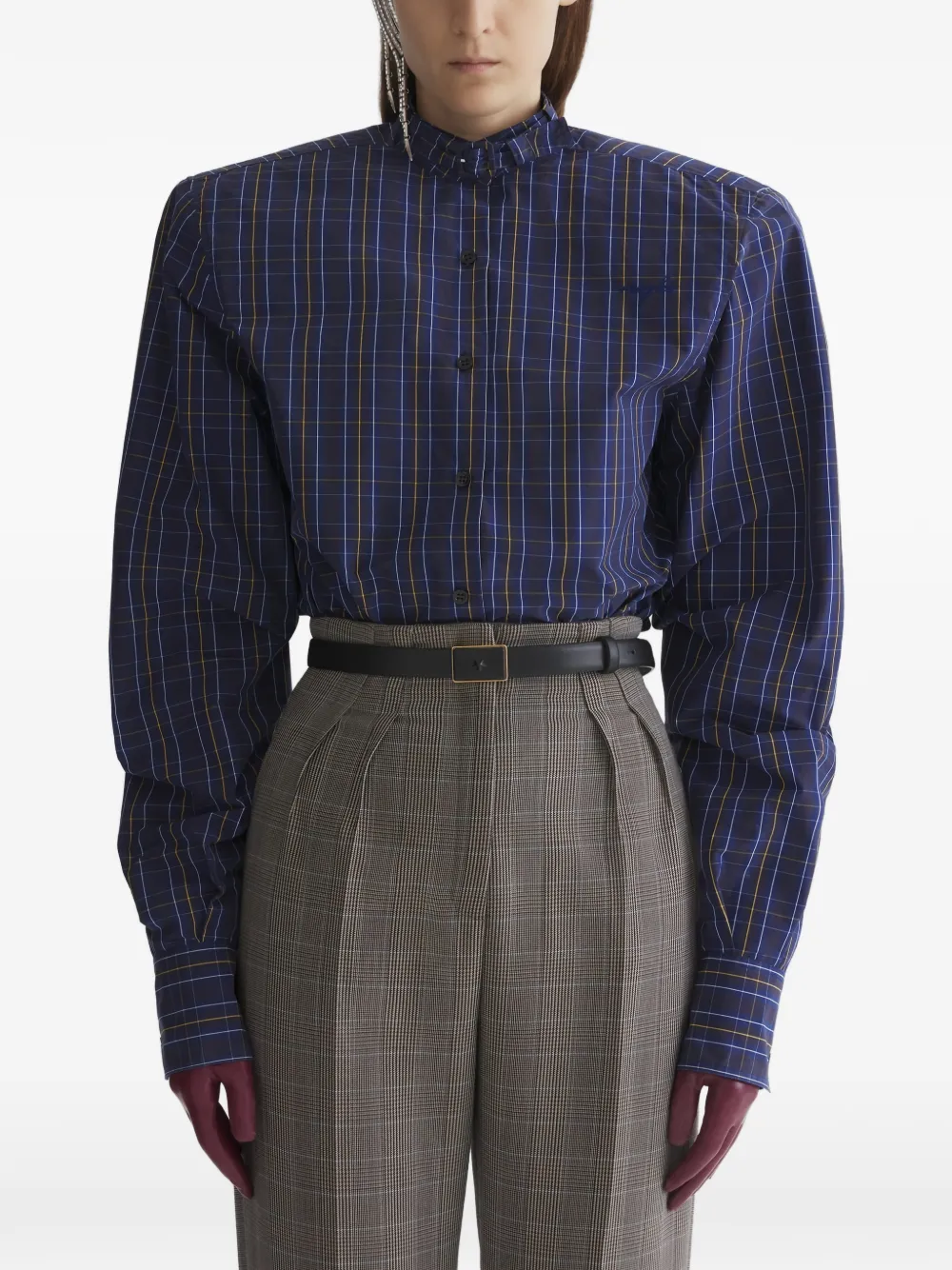 Клетчатая рубашка с оборками Mugler, синий
Клетчатая рубашка с оборками Mugler, синий