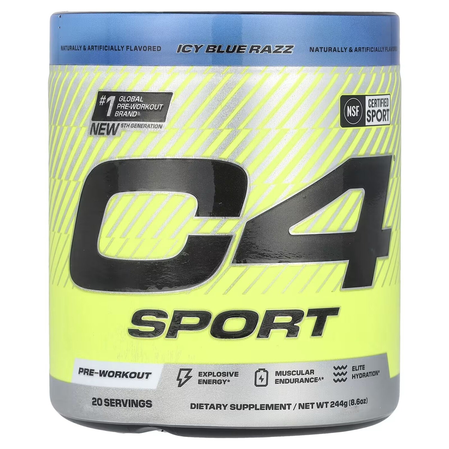 C4 Sport, Предтренировочный комплекс, ледяной синий разз, 8,6 унции (244 г) Cellucor
C4 Sport, Предтренировочный комплекс, ледяной синий разз, 8,6 унции (244 г) Cellucor
