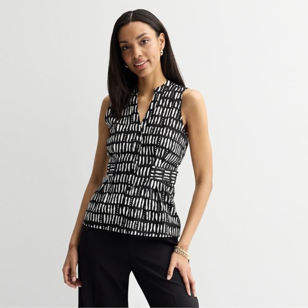 Миниатюрный топ без рукавов с присборенной талией Nine West, цвет black domino lines
Миниатюрный топ без рукавов с присборенной талией Nine West, цвет black domino lines