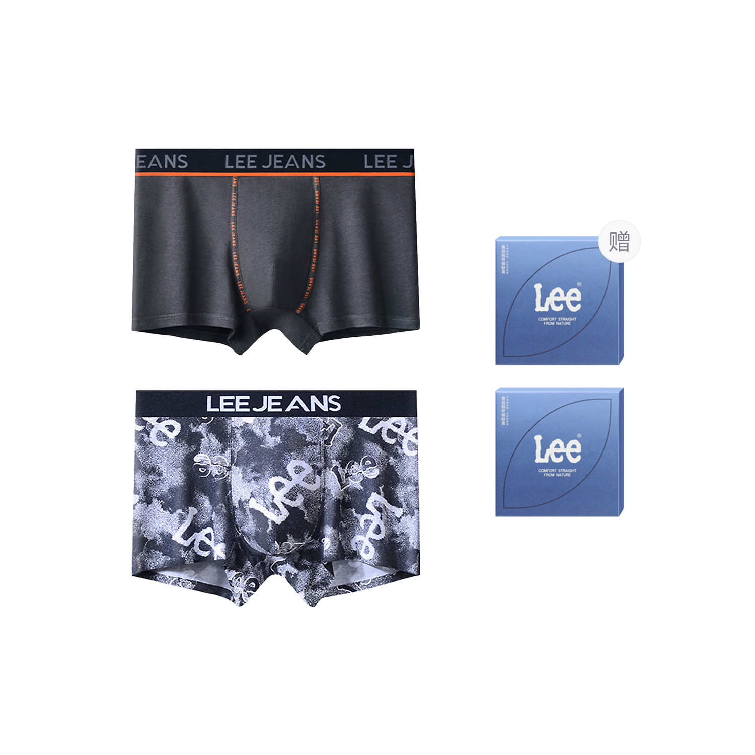 Бокс мужских трусов в подарок, 2 полоски Lee, темно-серый
Бокс мужских трусов в подарок, 2 полоски Lee, темно-серый