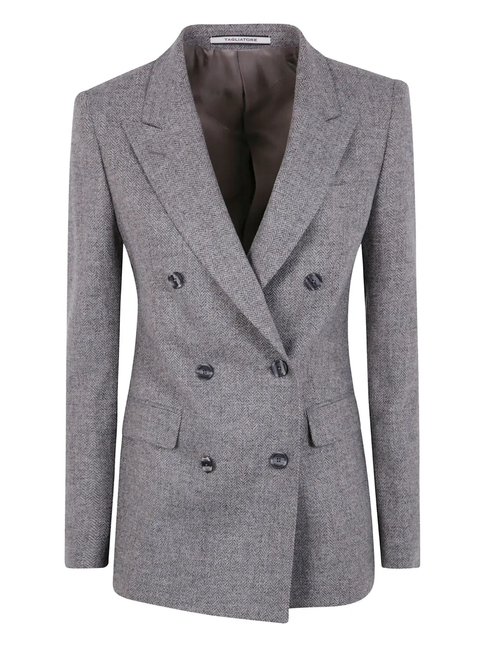 Двубортный пиджак с узором в елочку Tagliatore, серый
Двубортный пиджак с узором в елочку Tagliatore, серый