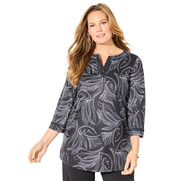Женский топ с плюс-размером, кружевными деталями и расклешенными рукавами Catherines, Black Sketched Feather
Женский топ с плюс-размером, кружевными деталями и расклешенными рукавами Catherines, Black Sketched Feather