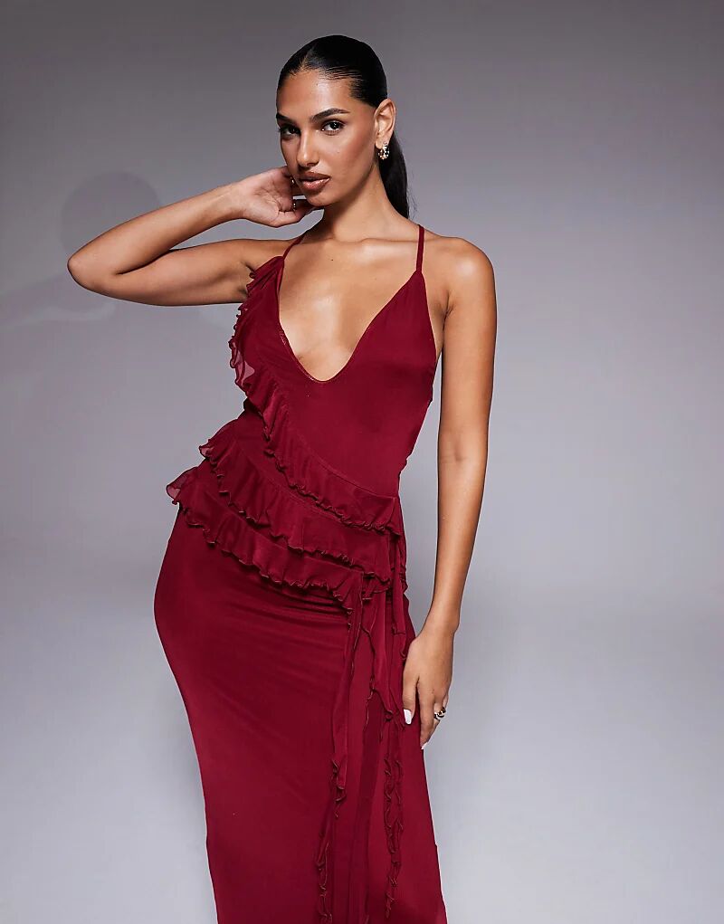 Платье макси ASOS DESIGN с оборками и завязкой сзади, сливового цвета
Платье макси ASOS DESIGN с оборками и завязкой сзади, сливового цвета