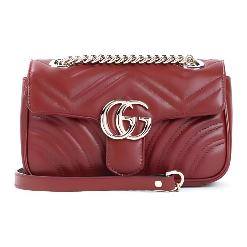 GUCCI Сумка GG Marmont кожаная через плечо женская бордовая 
GUCCI Сумка GG Marmont кожаная через плечо женская бордовая