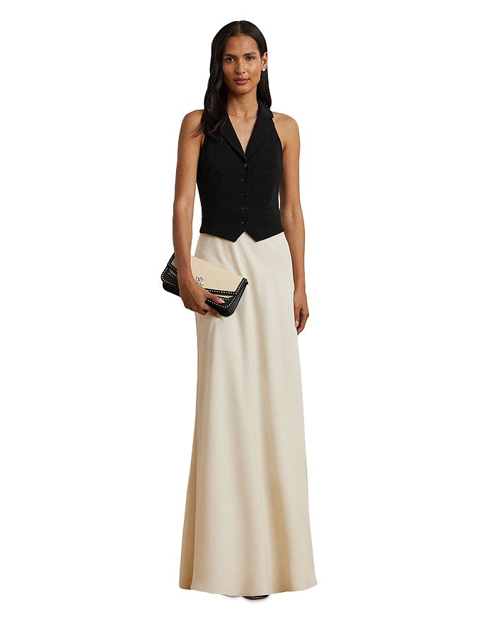 Двухцветное креповое платье без рукавов Ralph Lauren, черный
Двухцветное креповое платье без рукавов Ralph Lauren, черный