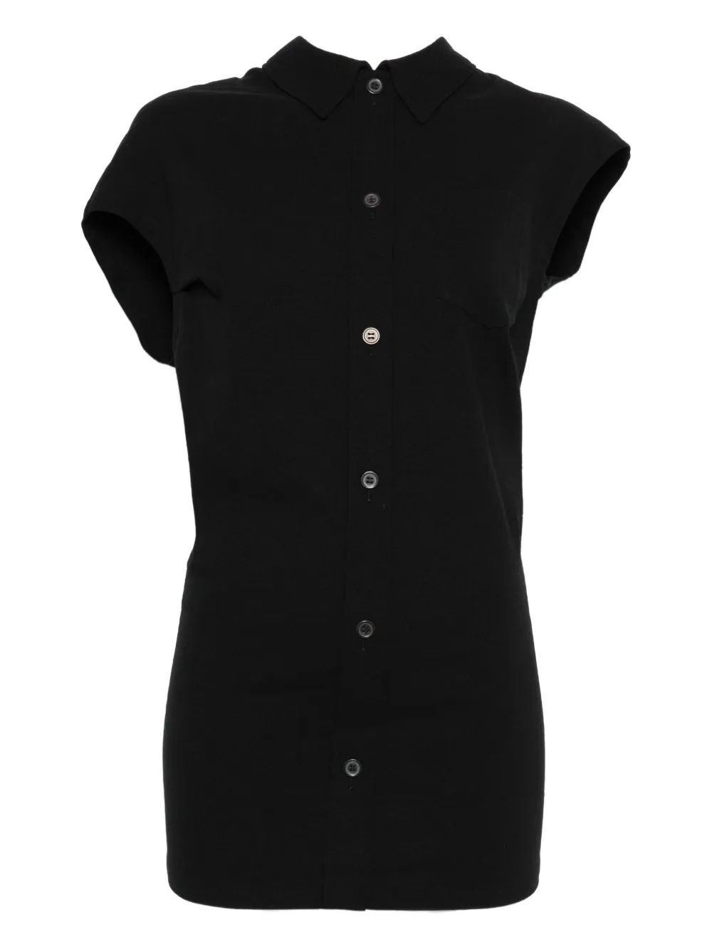 Топ с короткими рукавами и застежкой на пуговицы Issey Miyake, черный
Топ с короткими рукавами и застежкой на пуговицы Issey Miyake, черный