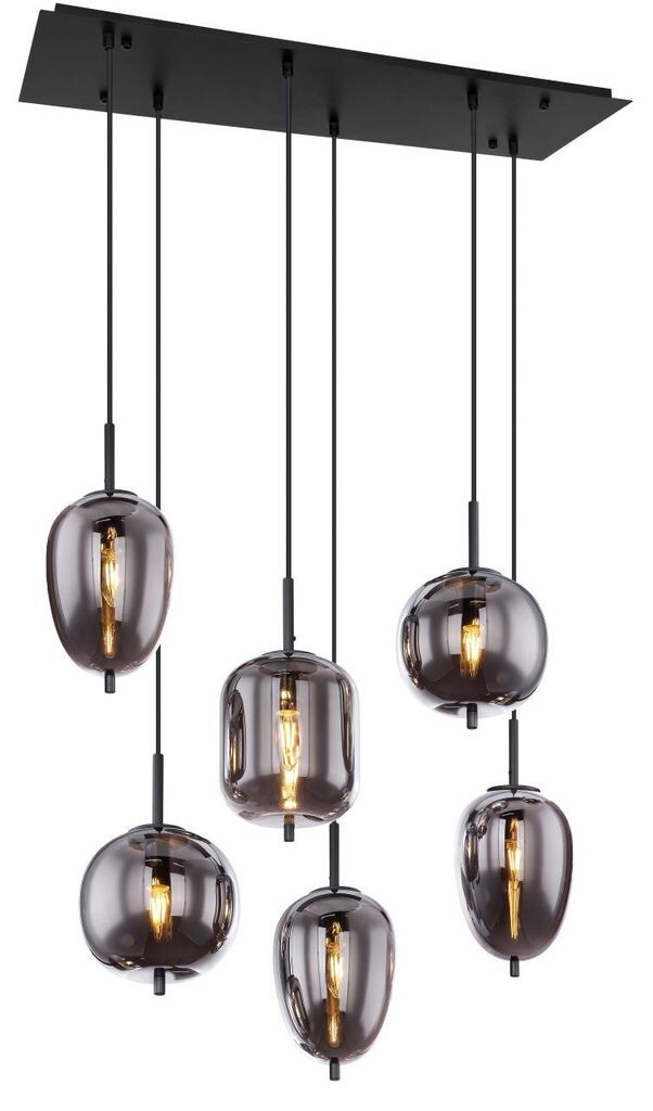 Подвесной светильник Globo Lighting металлический черный, дымчатое стекло, высота может быть уменьшена, ДхШхВ: 800х340х1200мм, диаметр стекла: 2 х 15,8 см, 2 х 16,5 см, 2 х 18,5 см, без 6x E14 40Вт 230В.
Подвесной светильник Globo Lighting металлический черный, дымчатое стекло, высота может быть уменьшена, ДхШхВ: 800х340х1200мм, диаметр стекла: 2 х 15,8 см, 2 х 16,5 см, 2 х 18,5 см, без 6x E14 40Вт 230В.