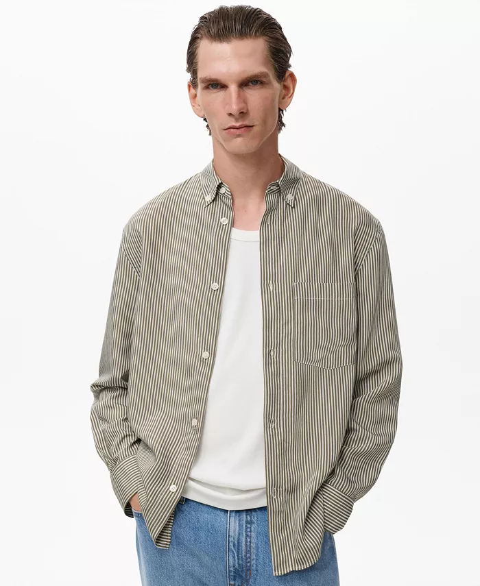 Мужская рубашка Regular Fit в полоску Mango, зеленый
Мужская рубашка Regular Fit в полоску Mango, зеленый