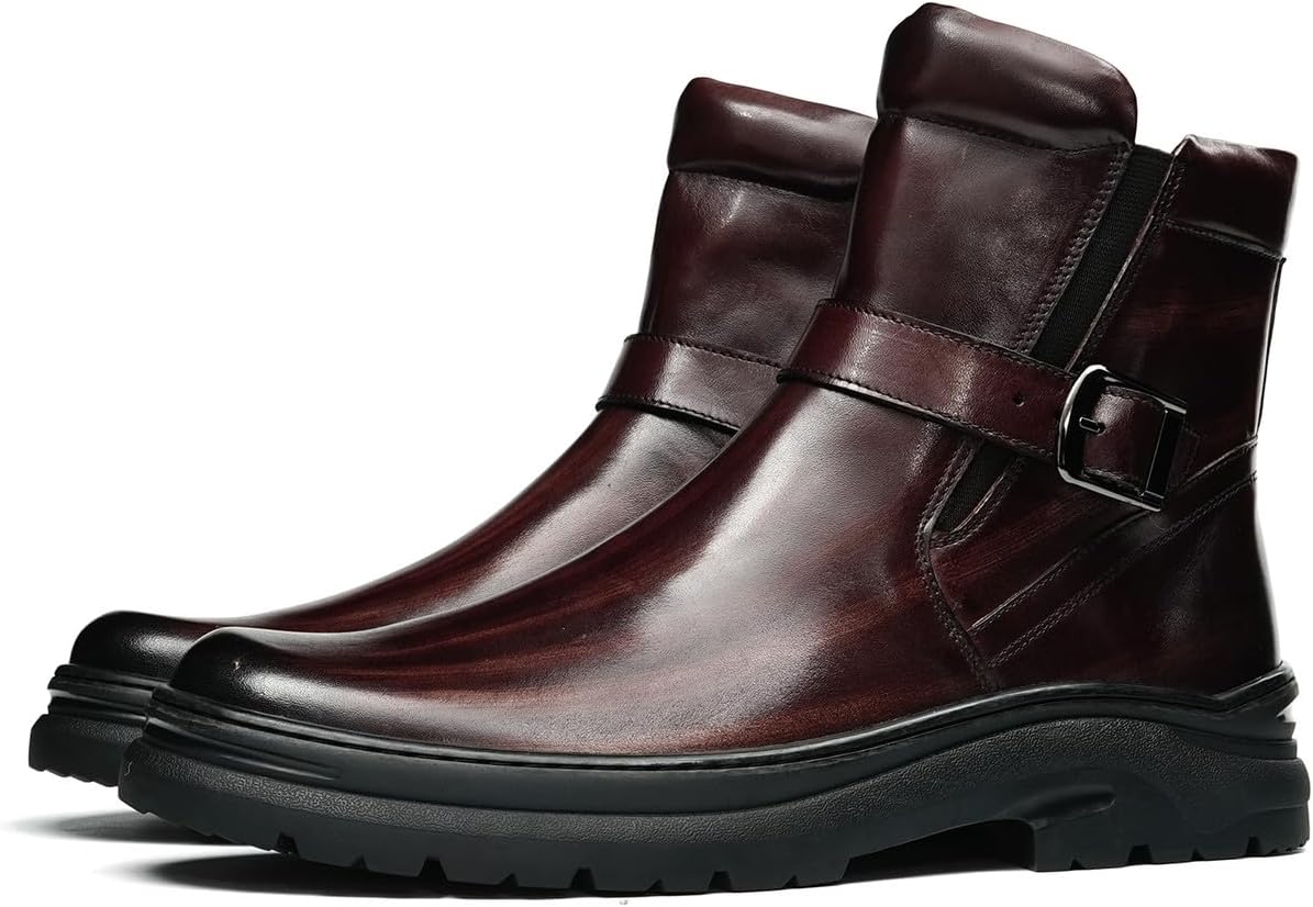 Мужские повседневные кожаные ботинки Chelsea Santimon, зимние ботинки до щиколотки с боковой молнией и ремешком с пряжкой, противоскользящей прочной подошвой, для путешествий и офиса, коричневый
Мужские повседневные кожаные ботинки Chelsea Santimon, зимние ботинки до щиколотки с боковой молнией и ремешком с пряжкой, противоскользящей прочной подошвой, для путешествий и офиса, коричневый
