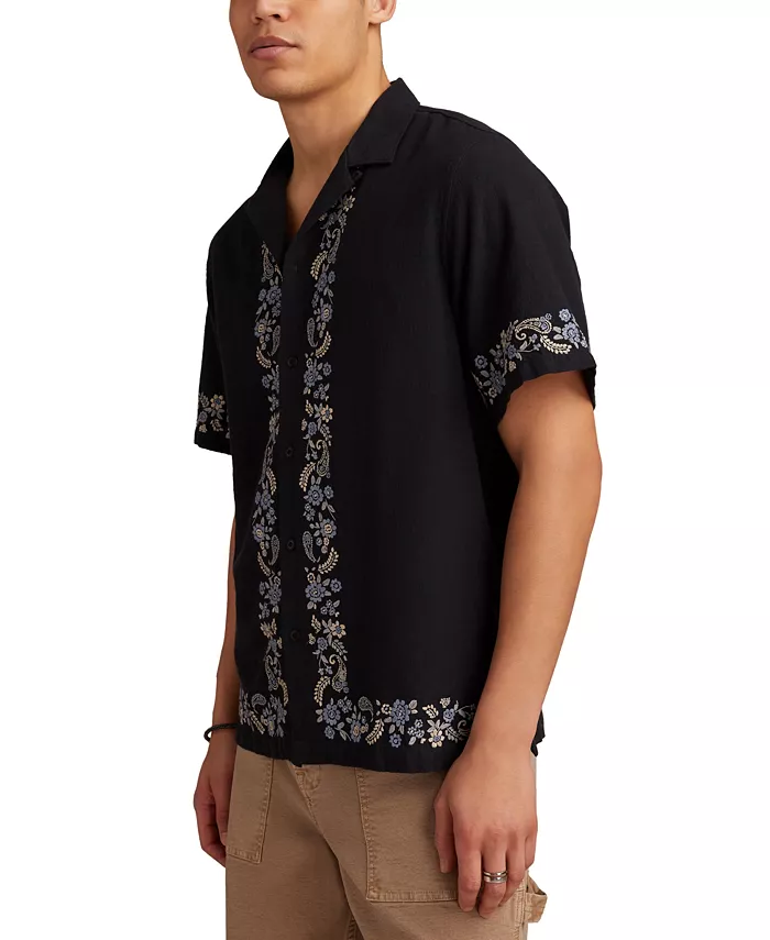 Мужская рубашка с коротким рукавом, вышитой каймой и застежкой на пуговицы Lucky Brand, черный
Мужская рубашка с коротким рукавом, вышитой каймой и застежкой на пуговицы Lucky Brand, черный