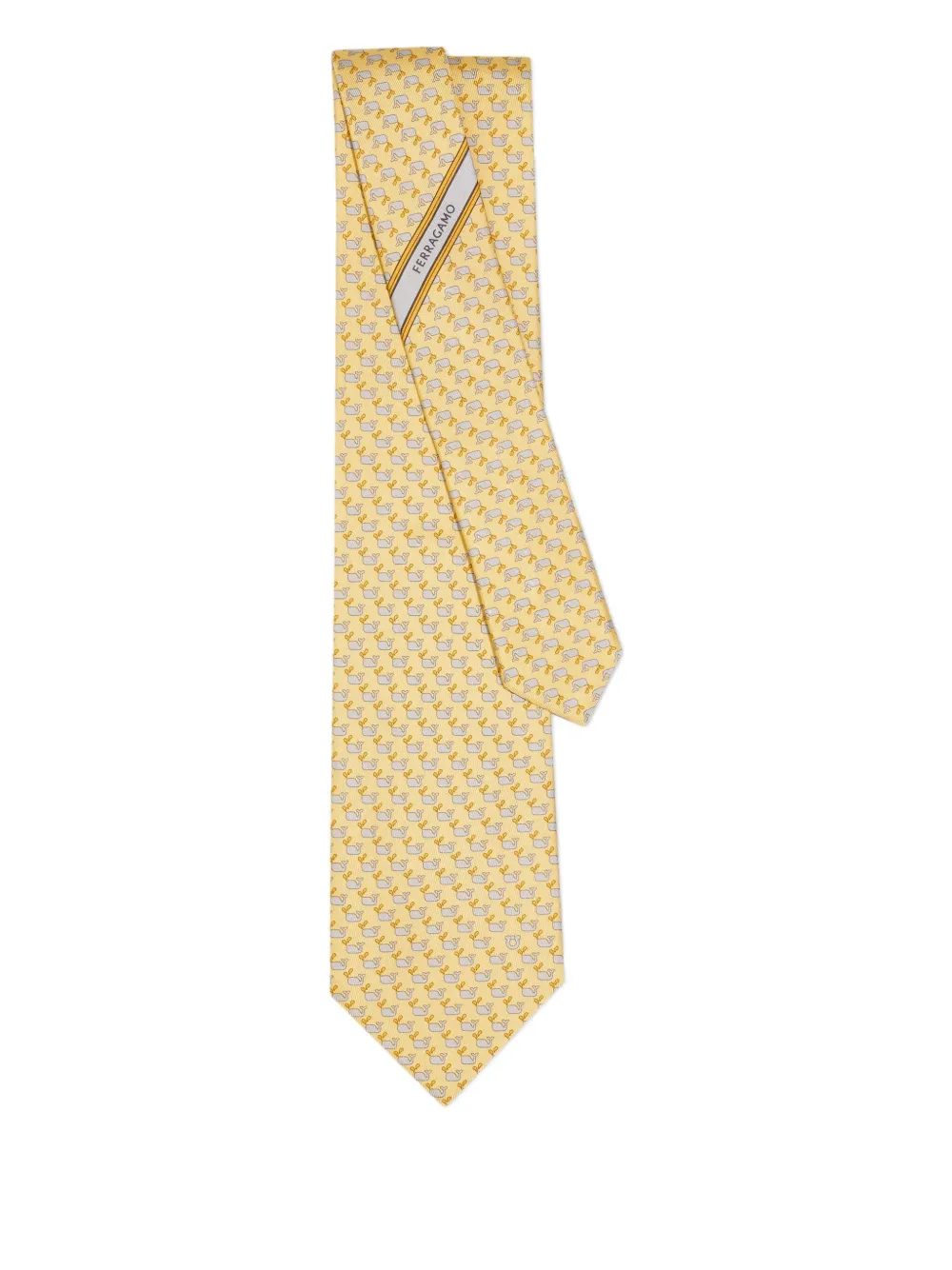 Шелковый галстук с принтом кита Ferragamo, желтый
Шелковый галстук с принтом кита Ferragamo, желтый