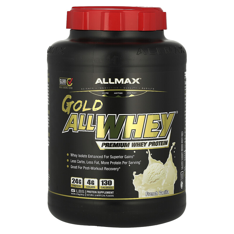 ALLMAX, Gold AllWhey, сывороточный протеин премиального качества, французская ваниль, 2,27 кг (5 фунтов)
ALLMAX, Gold AllWhey, сывороточный протеин премиального качества, французская ваниль, 2,27 кг (5 фунтов)
