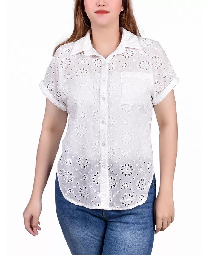 Миниатюрная блузка с короткими рукавами и ажурной вязкой на спине NY Collection, белый
Миниатюрная блузка с короткими рукавами и ажурной вязкой на спине NY Collection, белый