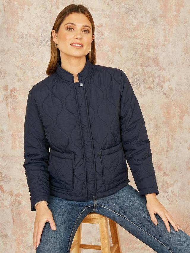 Короткая стеганая куртка Yumi, темно-синий 
Короткая стеганая куртка Yumi, темно-синий