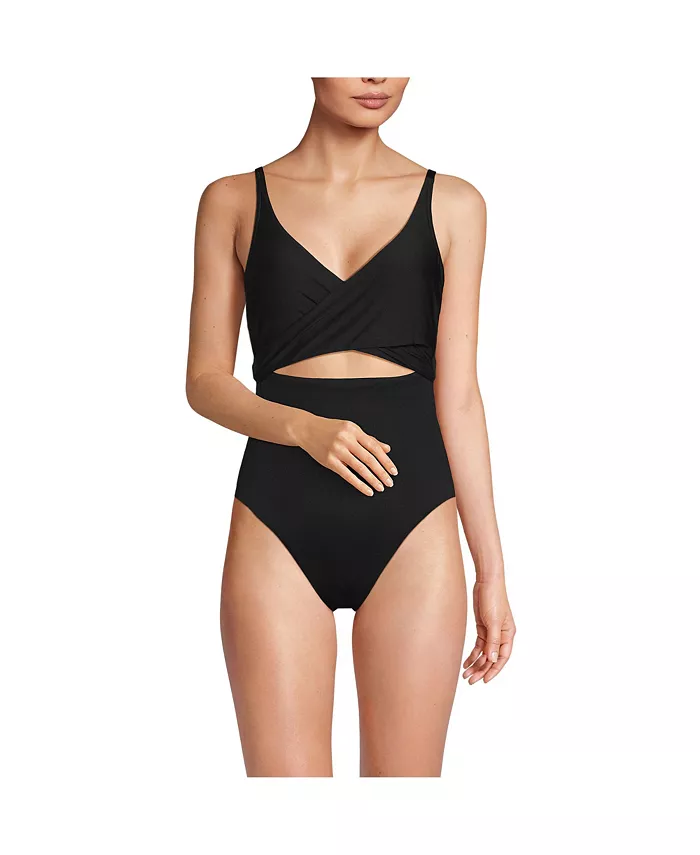 Женский цельный купальник-монокини с запахом и высоким разрезом Lands' End, черный
Женский цельный купальник-монокини с запахом и высоким разрезом Lands' End, черный