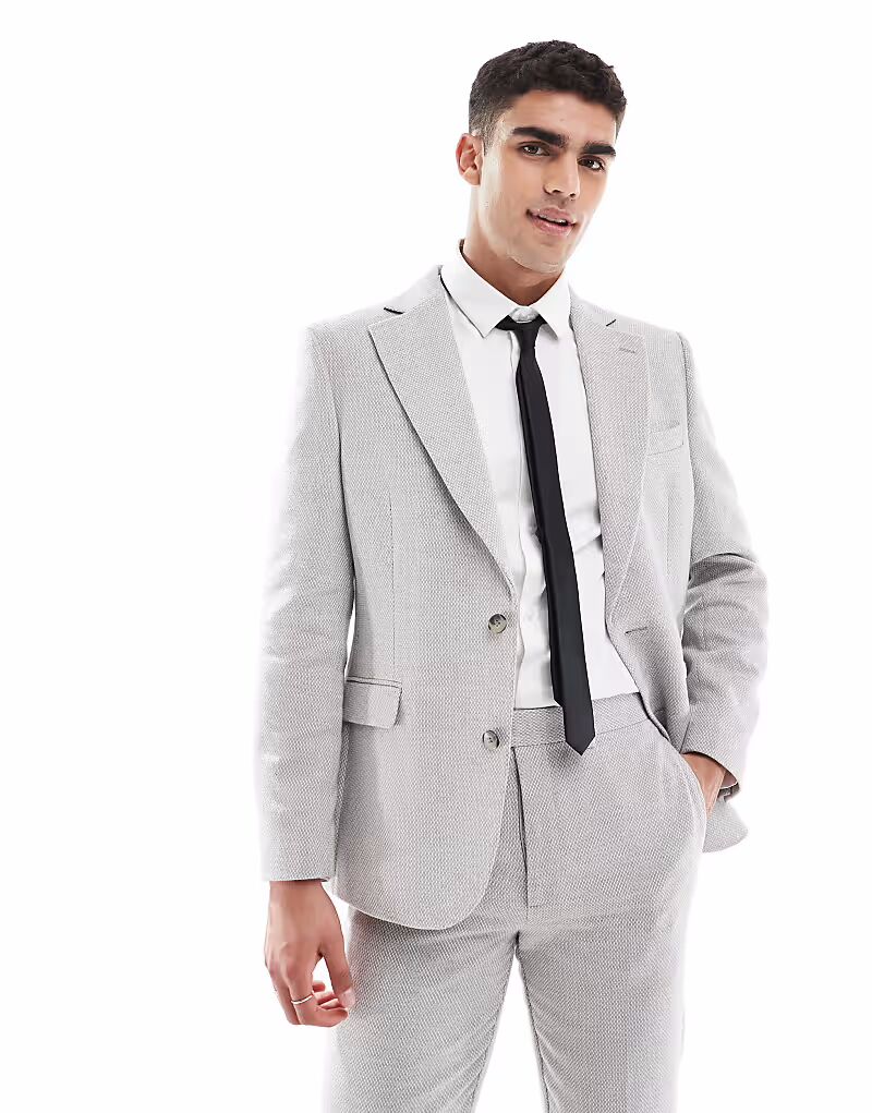 Тонкий пиджак из шерсти серого цвета Asos Design
Тонкий пиджак из шерсти серого цвета Asos Design