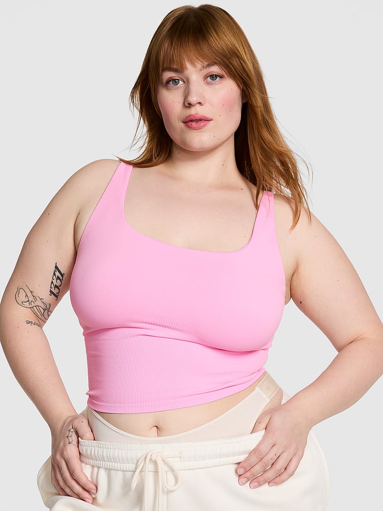 Бесшовная майка на бретельках Pink, розовый 
Бесшовная майка на бретельках Pink, розовый