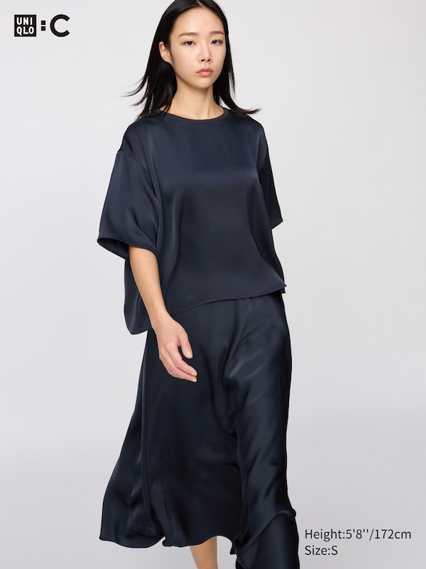 Сатиновая укороченная блузка оверсайз с рукавом до локтя Uniqlo, 69 navy
Сатиновая укороченная блузка оверсайз с рукавом до локтя Uniqlo, 69 navy
