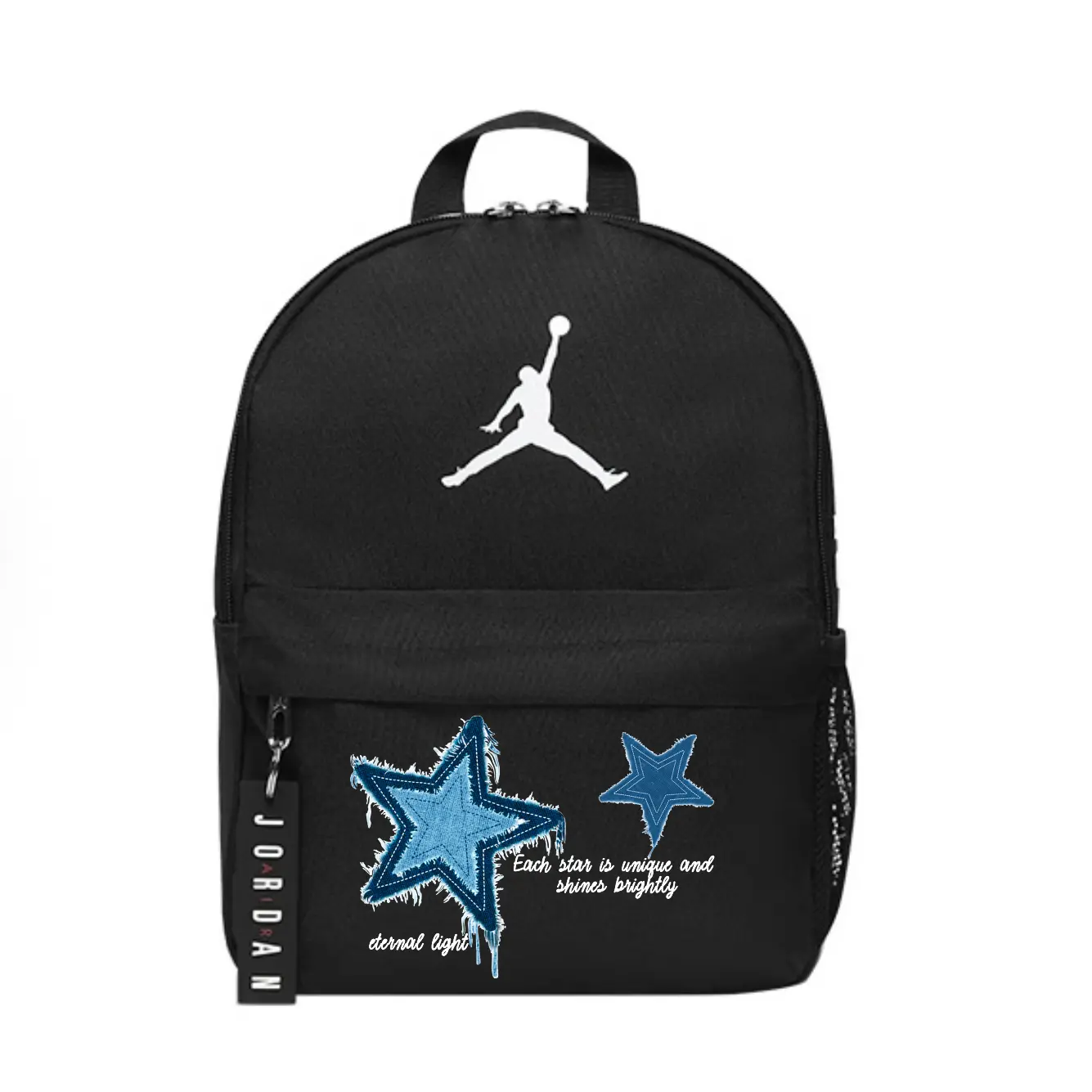 Jordan Полиэстеровый рюкзак обычный унисекс черный, Denim Stars 
Jordan Полиэстеровый рюкзак обычный унисекс черный, Denim Stars