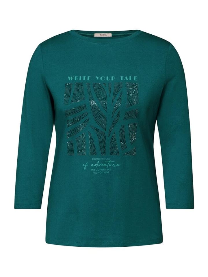 Лонгслив Cecil Langarmshirt, цвет petrol green 
Лонгслив Cecil Langarmshirt, цвет petrol green