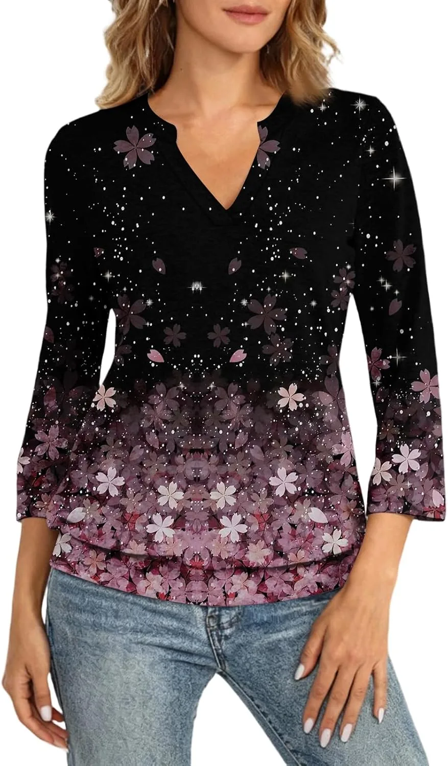 Женская блузка 3/4 рукава V-образный вырез
Женская блузка 3/4 рукава V-образный вырез