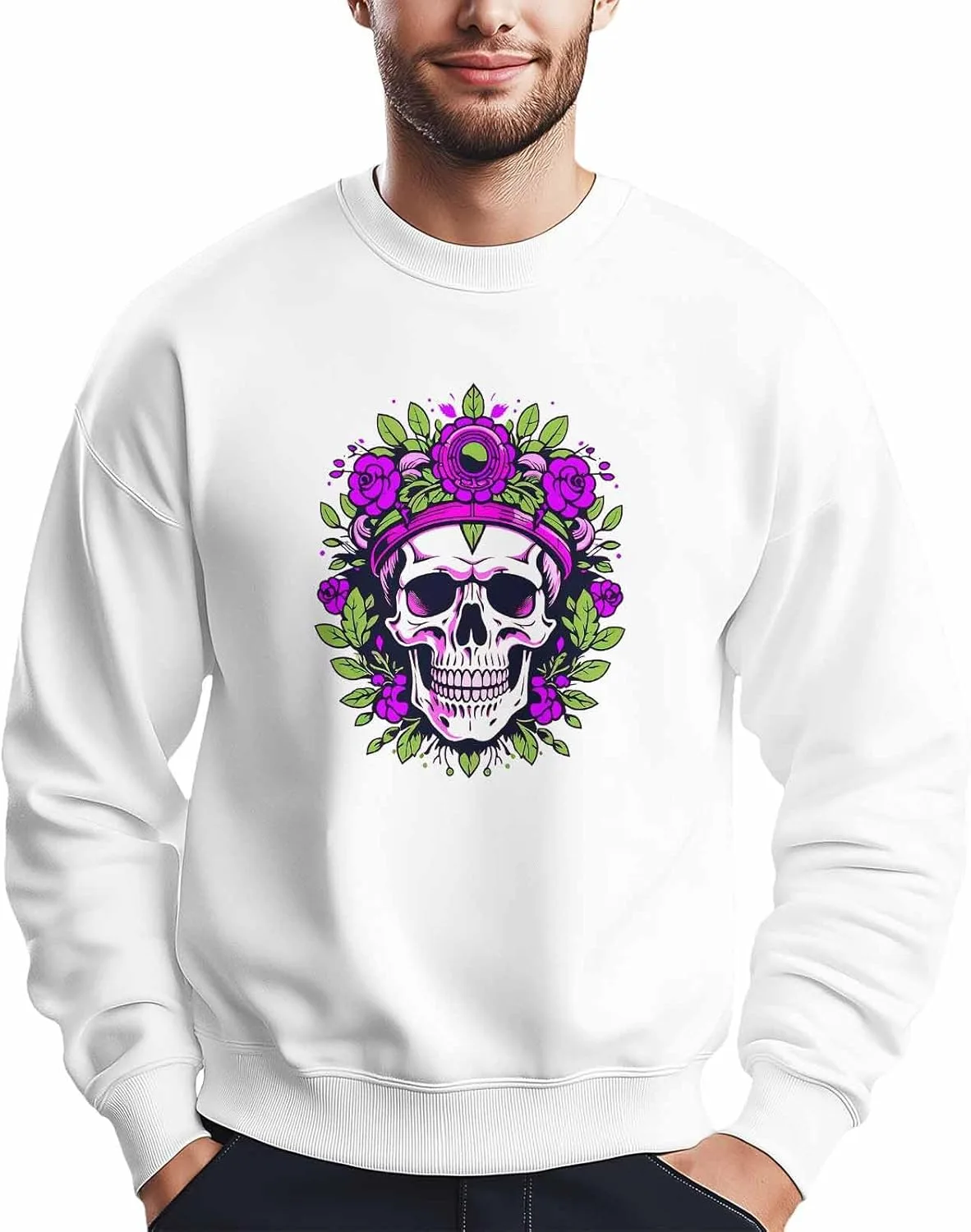 Мужской свитшот с принтом черепа и фиолетовых цветов Winvebermior
Мужской свитшот с принтом черепа и фиолетовых цветов Winvebermior