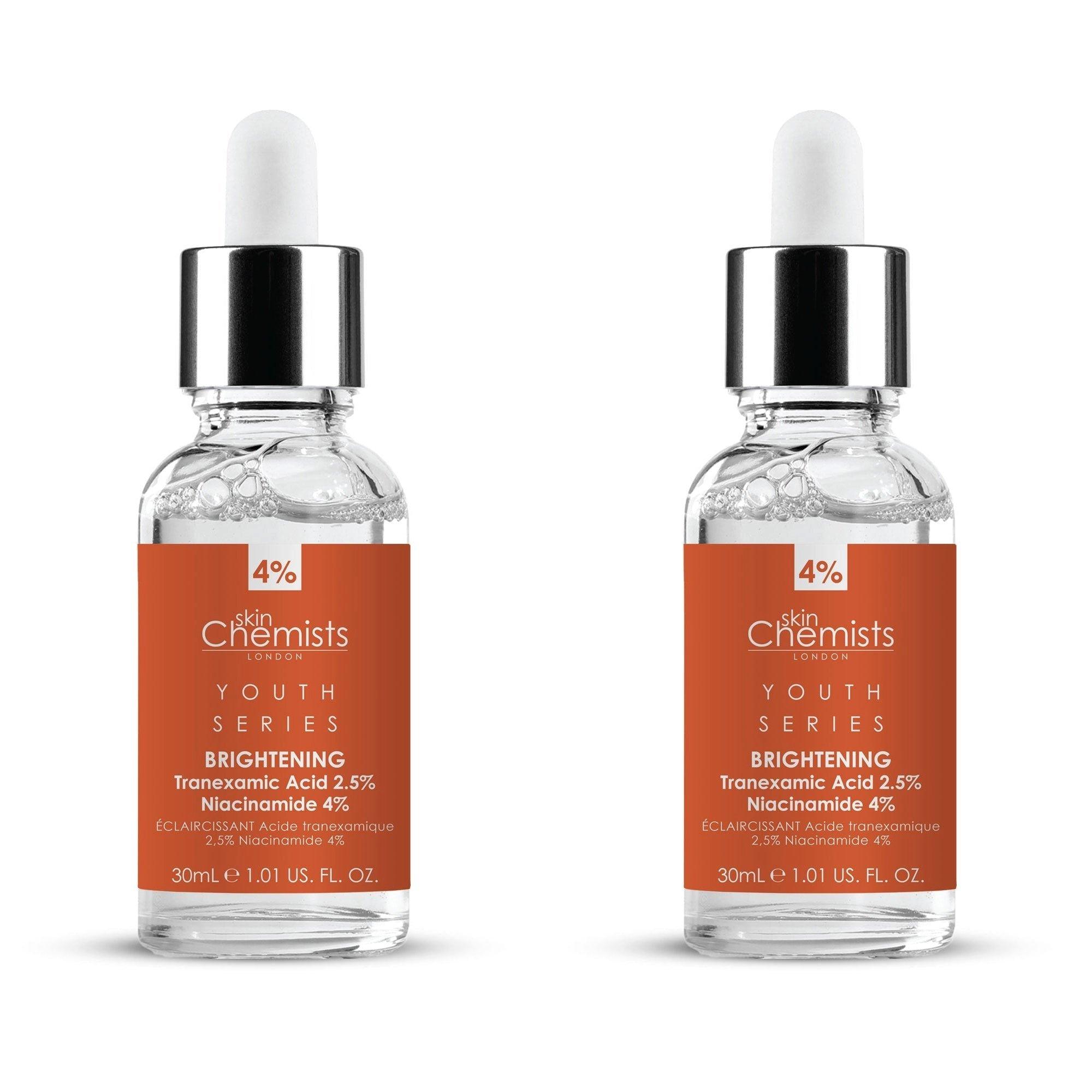 Осветляющая сыворотка серии Youth с транексамовой кислотой 2,5% и ниацинамидом 4%. skinChemists, 2 ct
Осветляющая сыворотка серии Youth с транексамовой кислотой 2,5% и ниацинамидом 4%. skinChemists, 2 ct