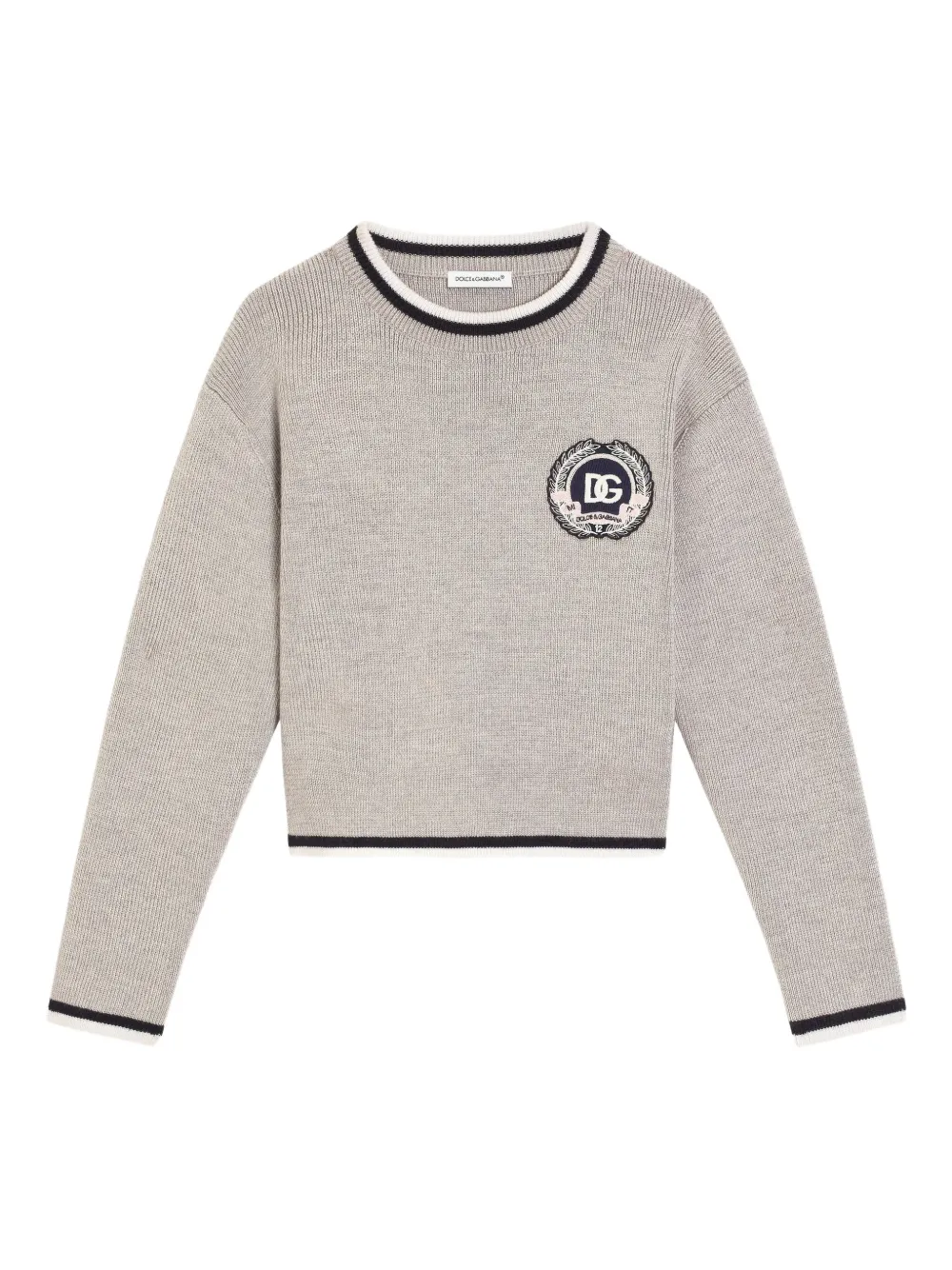 Свитер с нашивкой-логотипом Dolce & Gabbana Kids, нейтральный 
Свитер с нашивкой-логотипом Dolce & Gabbana Kids, нейтральный