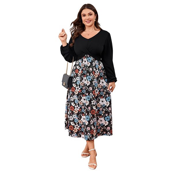 Платье с V-образным вырезом и цветными блоками с длинным рукавом для женщин plus size Seoria, Black
Платье с V-образным вырезом и цветными блоками с длинным рукавом для женщин plus size Seoria, Black
