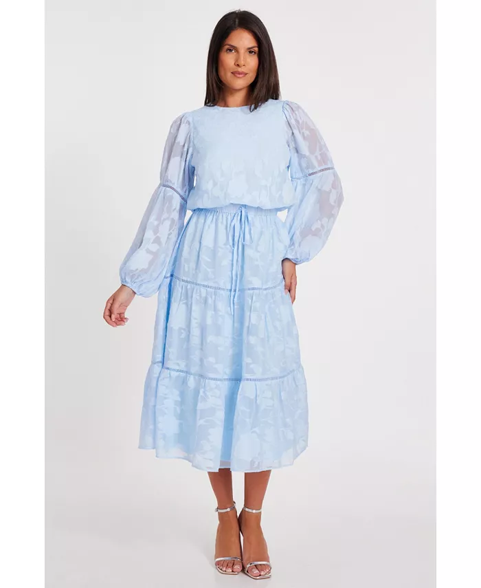 Женское миди-платье из жаккарда с рукавами-фонариками QUIZ, синий 
Женское миди-платье из жаккарда с рукавами-фонариками QUIZ, синий