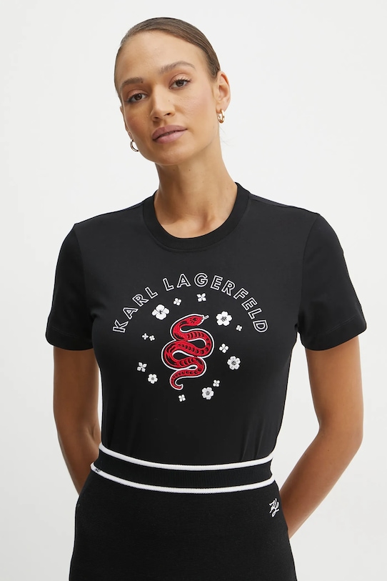 Хлопковая футболка Karl Lagerfeld, черный 
Хлопковая футболка Karl Lagerfeld, черный