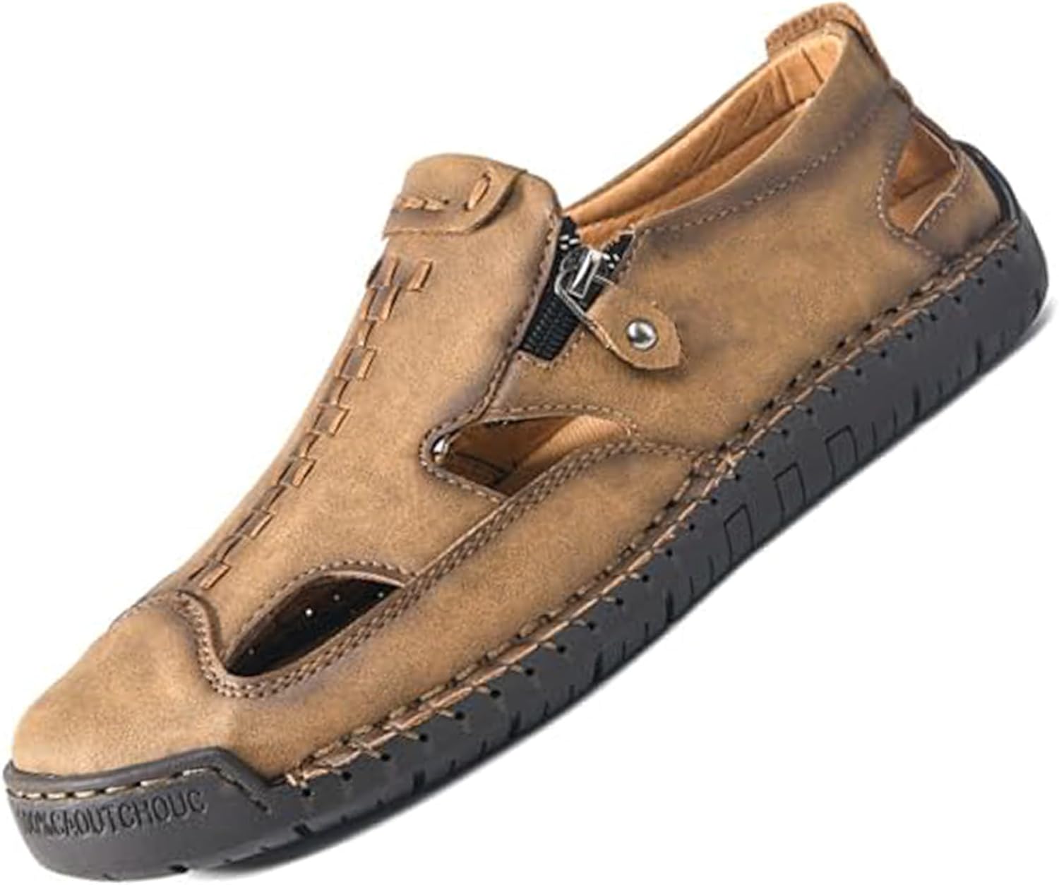 Мужские закрытые сандалии-рыбаки из кожи с эластичной надевной конструкцией, Дышащие, удобные повседневные мокасины для лета, вождения на улице и прогулок, Боковая молния, ручная строчка Devileyeze, коричневый
Мужские закрытые сандалии-рыбаки из кожи с эластичной надевной конструкцией, Дышащие, удобные повседневные мокасины для лета, вождения на улице и прогулок, Боковая молния, ручная строчка Devileyeze, коричневый