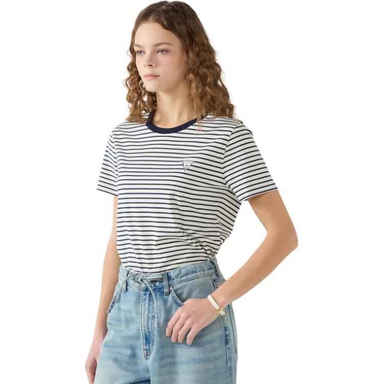 Футболка женская с круглым вырезом, умеренно прямого кроя GUESS, nvy-синий белый stripes
Футболка женская с круглым вырезом, умеренно прямого кроя GUESS, nvy-синий белый stripes