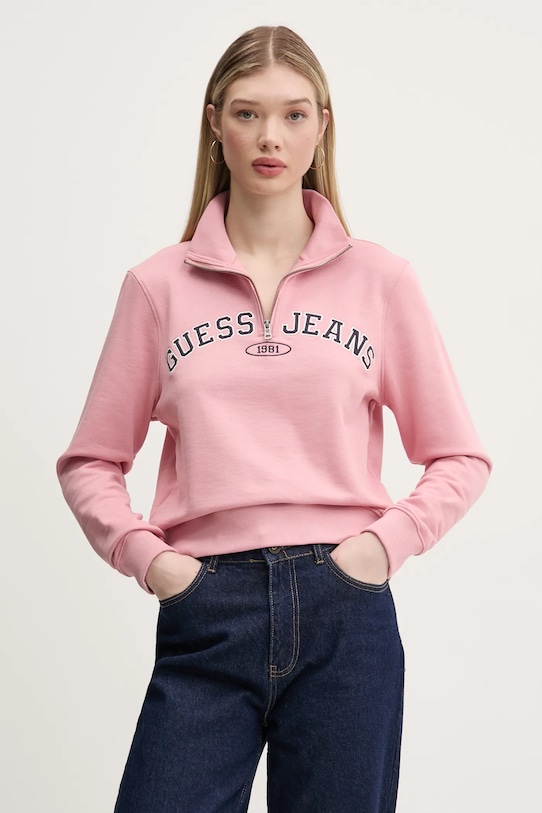 Хлопковая толстовка Guess Jeans, розовый
Хлопковая толстовка Guess Jeans, розовый