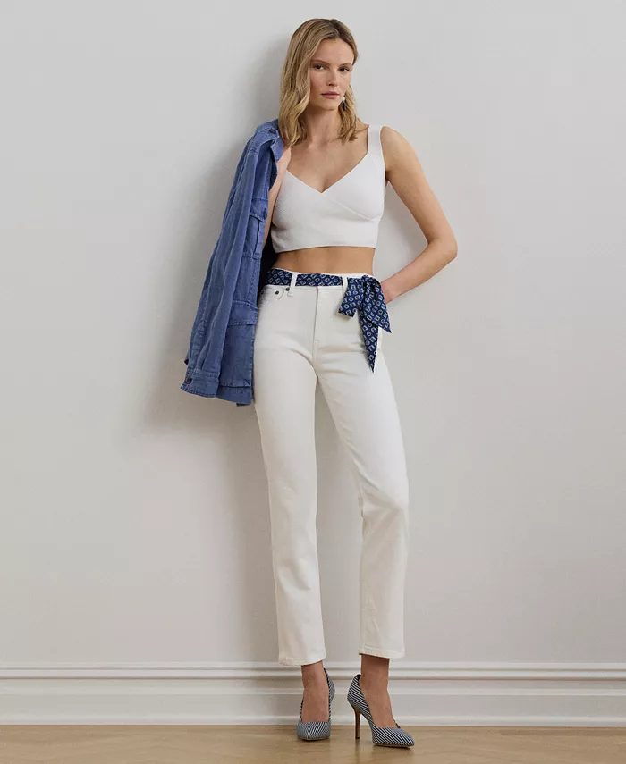 Женские джинсы с высокой посадкой и прямыми штанинами Lauren Ralph Lauren, белый 
Женские джинсы с высокой посадкой и прямыми штанинами Lauren Ralph Lauren, белый