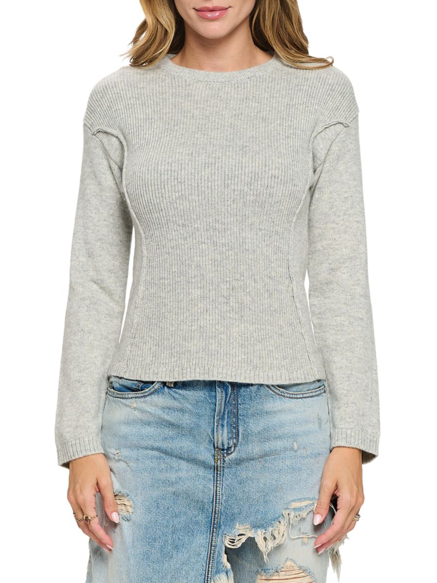 Ребристый свитер с круглым вырезом и открытыми швами Renee C., цвет Heather Grey
Ребристый свитер с круглым вырезом и открытыми швами Renee C., цвет Heather Grey