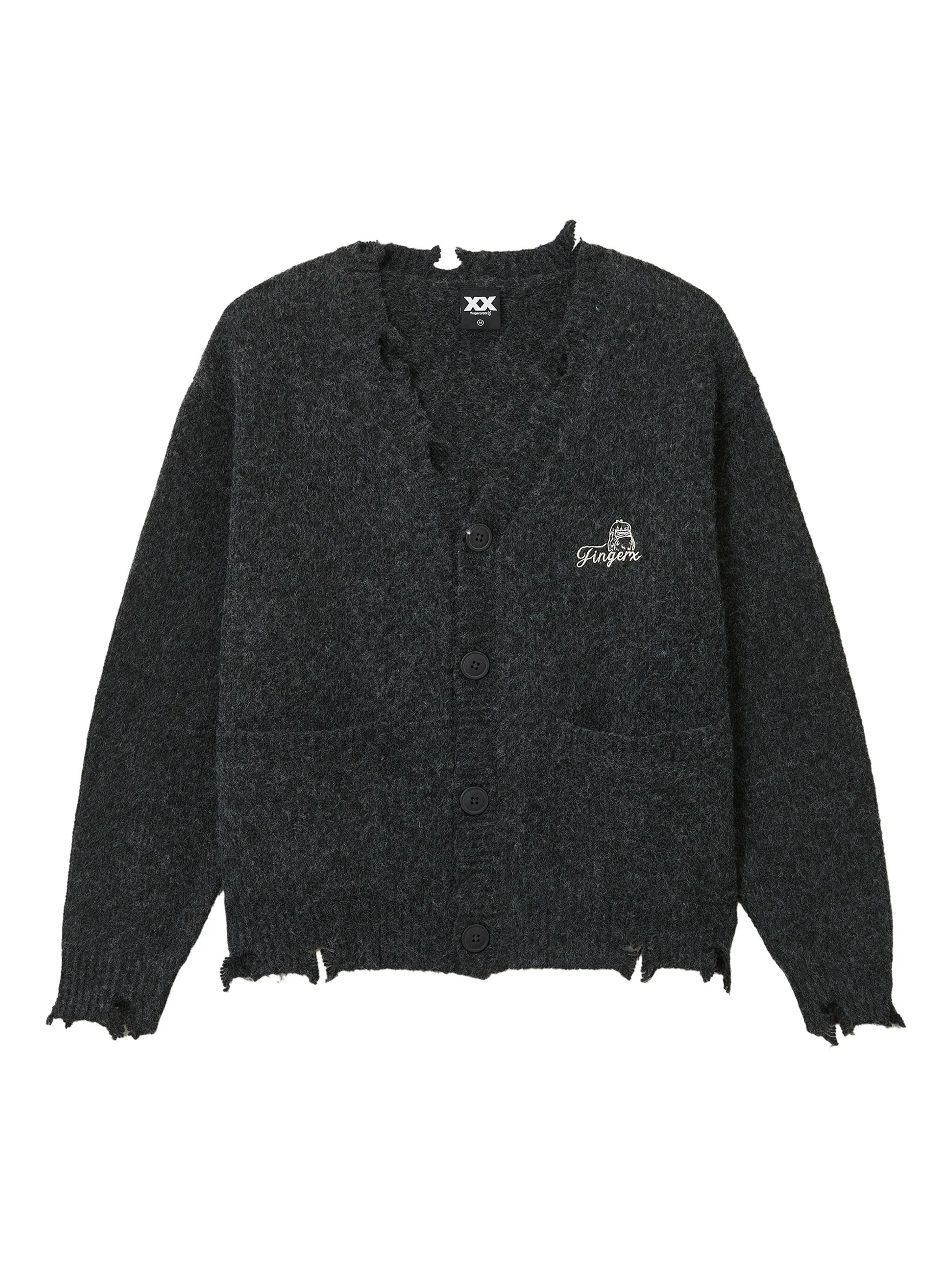 Кардиган с бахромой и логотипом Fingercroxx, серый
Кардиган с бахромой и логотипом Fingercroxx, серый
