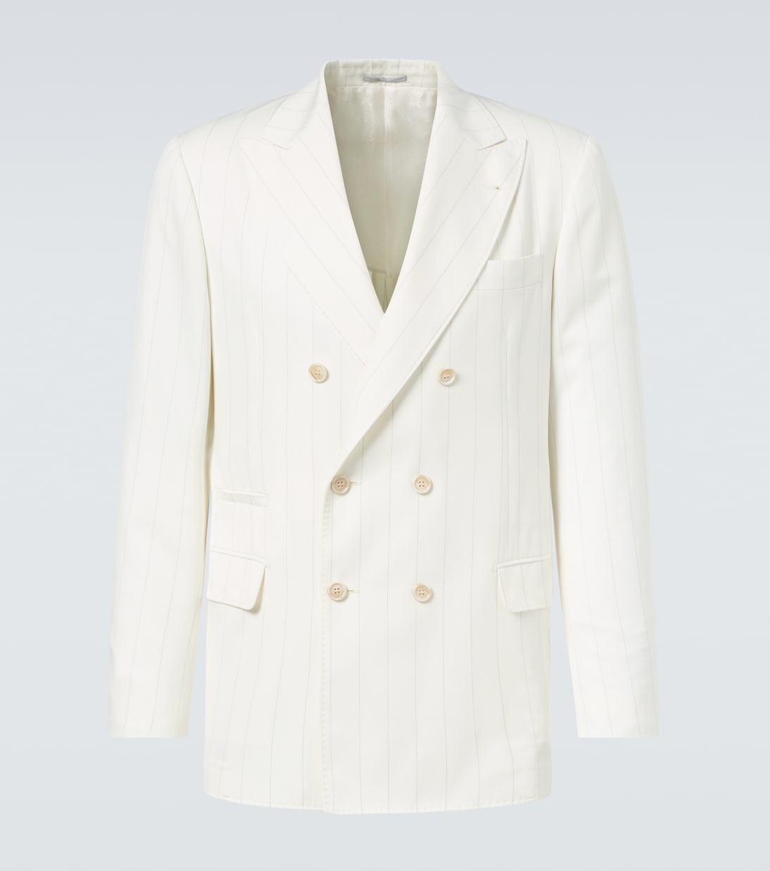 Пиджак из шерсти и хлопка в тонкую полоску Brunello Cucinelli, белый
Пиджак из шерсти и хлопка в тонкую полоску Brunello Cucinelli, белый