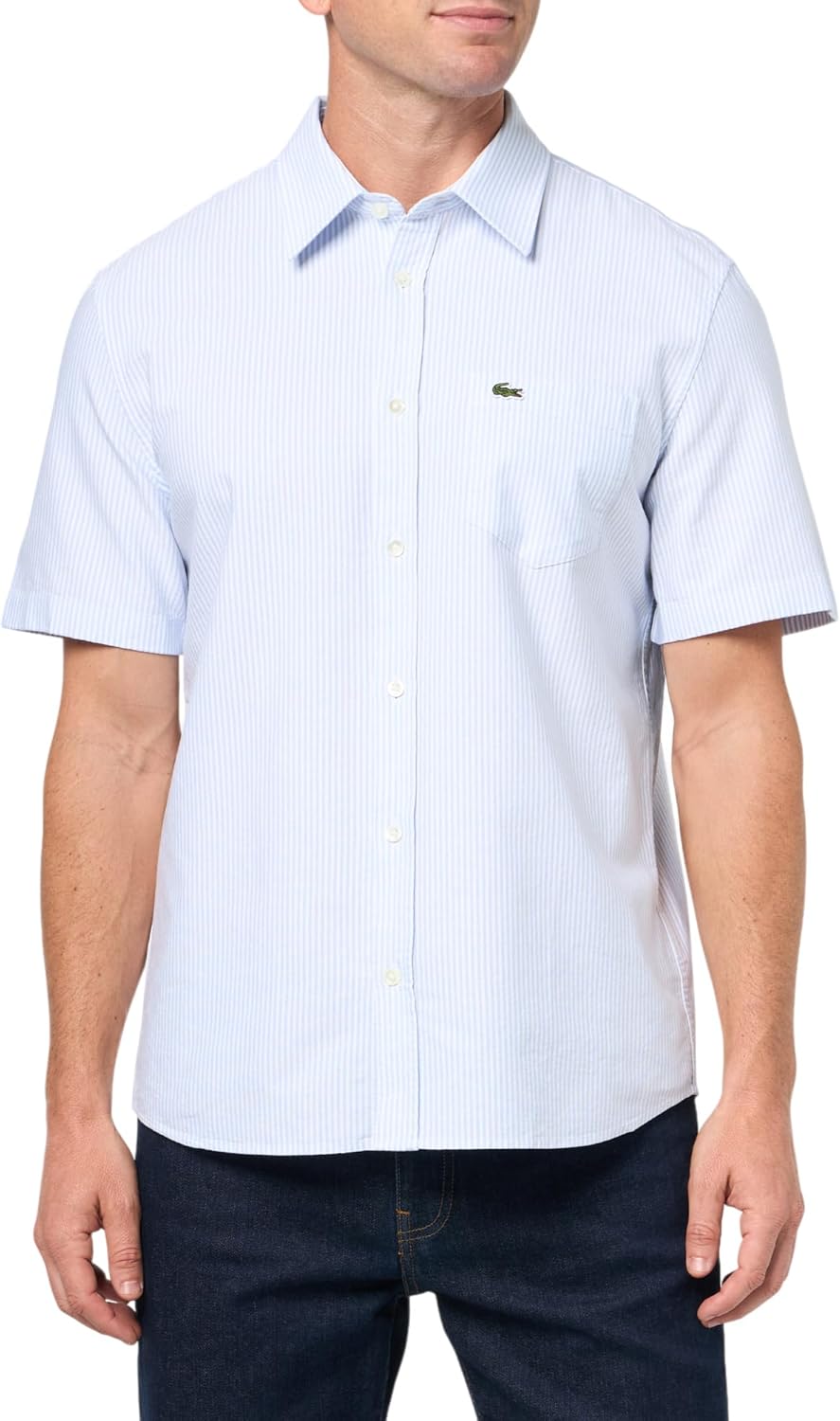 Lacoste мужская рубашка с коротким рукавом в полоску, regular fit, из основной коллекции, Overview/White
Lacoste мужская рубашка с коротким рукавом в полоску, regular fit, из основной коллекции, Overview/White