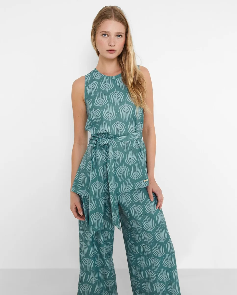 Женский топ с принтом и поясом с бантом Trucco, бирюзовый
Женский топ с принтом и поясом с бантом Trucco, бирюзовый