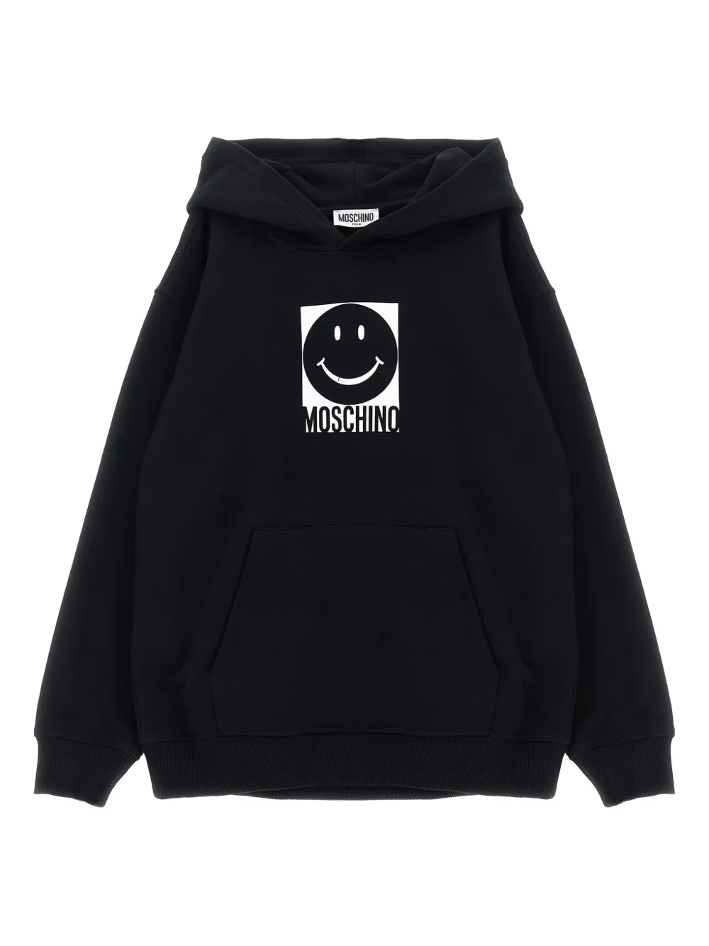 Толстовка с капюшоном и карманом-кенгуру со смайликом Moschino Kids, черный
Толстовка с капюшоном и карманом-кенгуру со смайликом Moschino Kids, черный