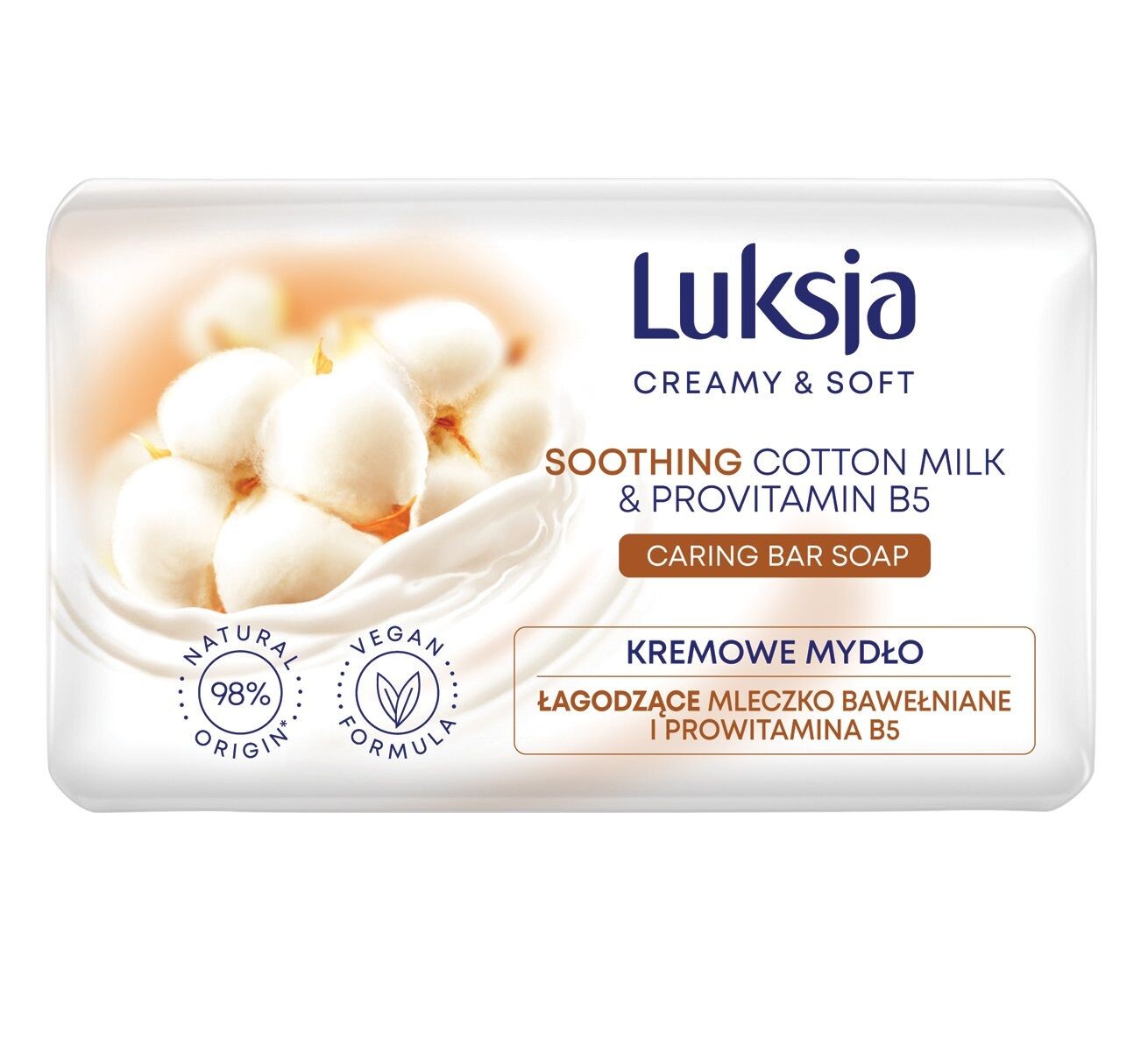 Luksja Creamy & Soft Mleczko Bawełniane i Prowitamina B5 кусковое мыло, 90 g
Luksja Creamy & Soft Mleczko Bawełniane i Prowitamina B5 кусковое мыло, 90 g