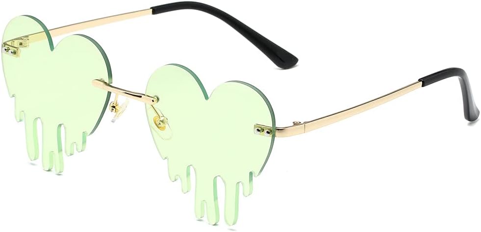 Солнцезащитные очки LASPOR Melting Heart для женщин и мужчин, без оправы, с эффектом «каплевидного» сердца, золотистая металлическая оправа, каплевидная форма, Green Heart
Солнцезащитные очки LASPOR Melting Heart для женщин и мужчин, без оправы, с эффектом «каплевидного» сердца, золотистая металлическая оправа, каплевидная форма, Green Heart
