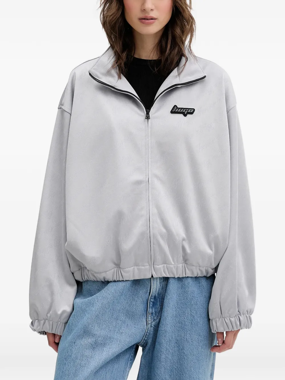 Бомбер на молнии с нашивкой-логотипом Hugo, серый
Бомбер на молнии с нашивкой-логотипом Hugo, серый