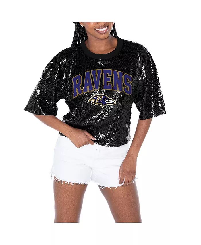 Женская черная укороченная футболка Baltimore Ravens Rise Up с пайетками Gameday Couture
Женская черная укороченная футболка Baltimore Ravens Rise Up с пайетками Gameday Couture